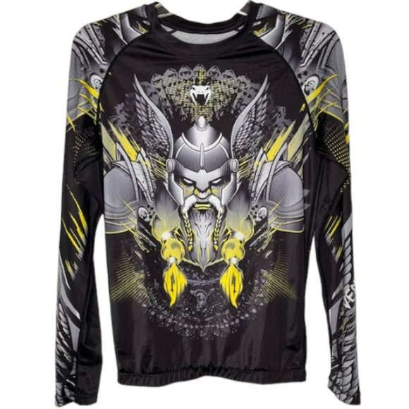 Venum Performance Viking Compression Rashguard - Black/Gold/White - L - Picture 1 of 9